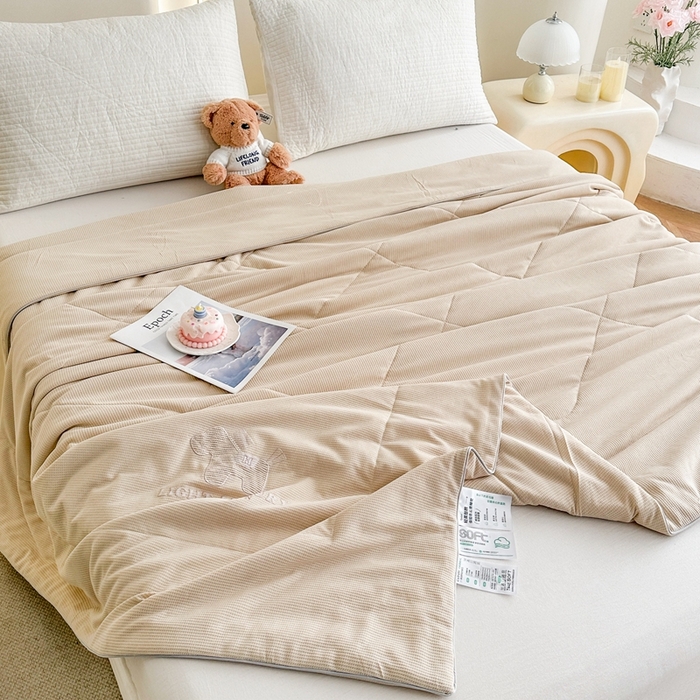 91家纺网 家纺一手货源 找家纺 宇淳国际 2026新款华夫格夏凉被 卡其