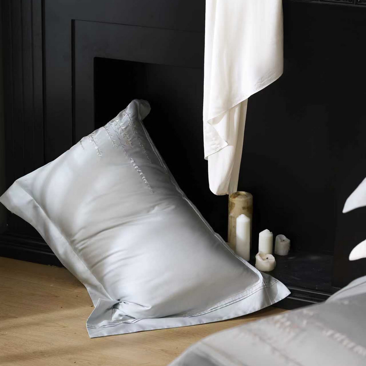 91家纺网 家纺一手货源 找家纺 玖玖爱家纺 2026新款100支长绒棉东方禅意柔奢风极简治愈四件套-漫枝 漫枝-冰川兰