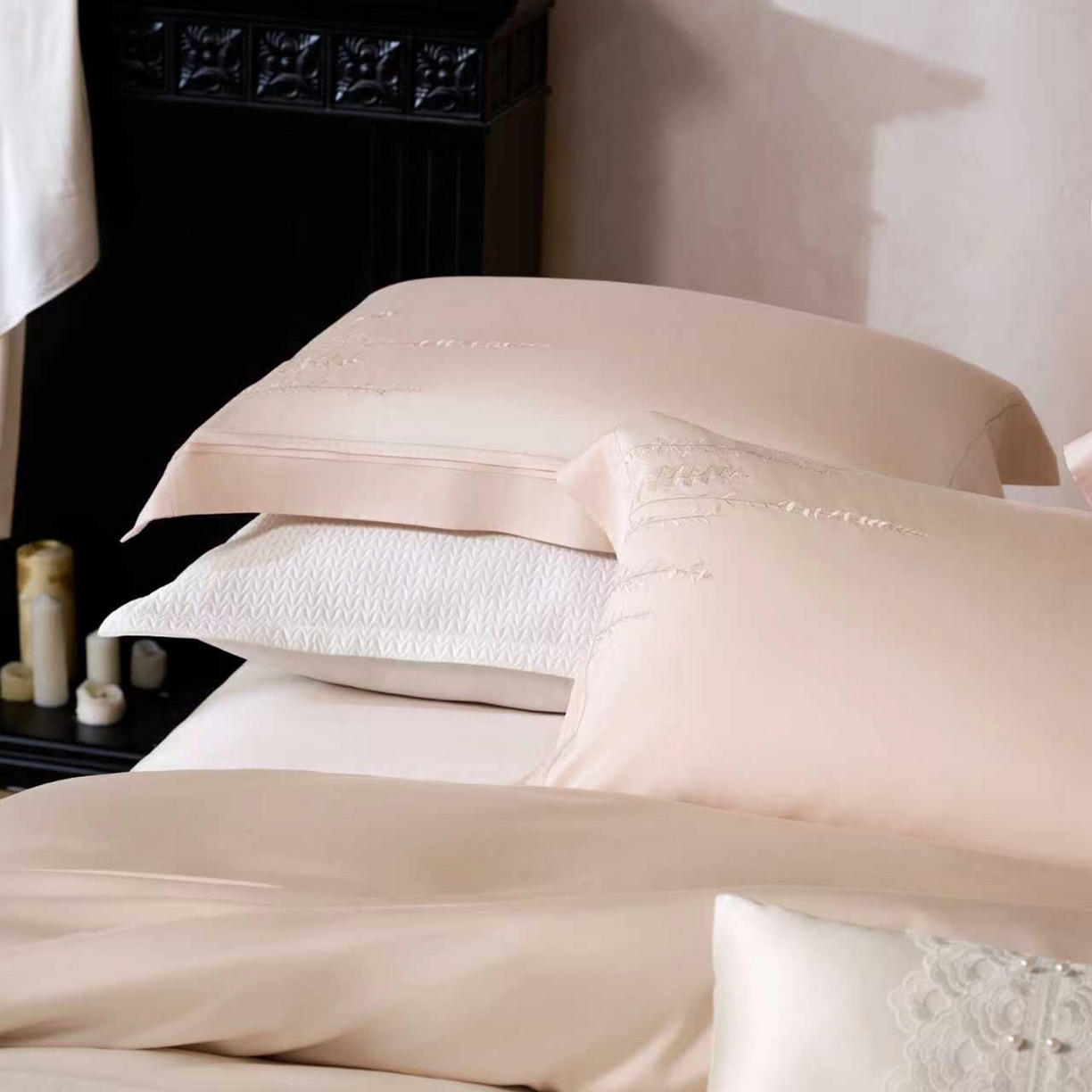 91家纺网 家纺一手货源 找家纺 玖玖爱家纺 2026新款100支长绒棉东方禅意柔奢风极简治愈四件套-漫枝 漫枝-科舍玉