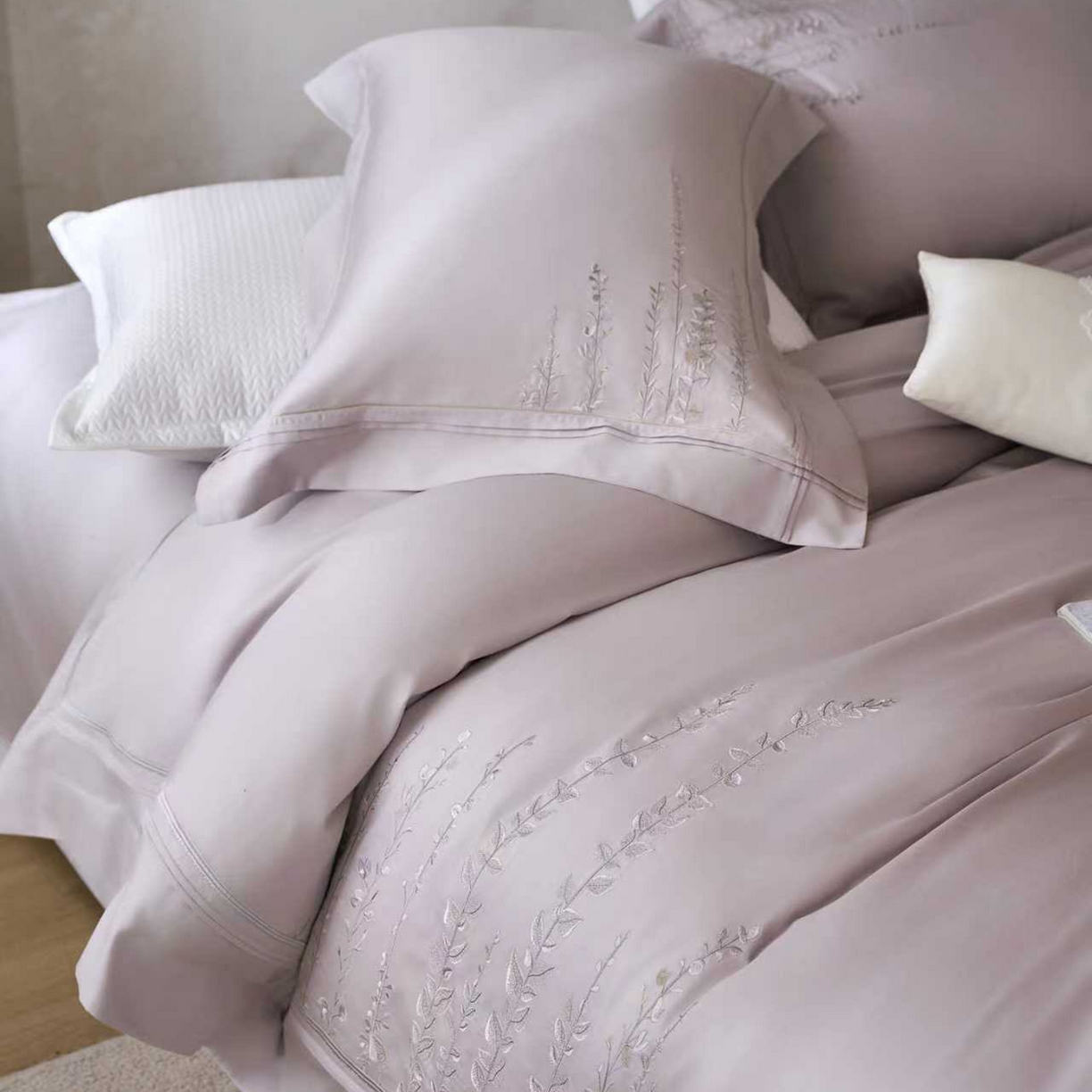91家纺网 家纺一手货源 找家纺 玖玖爱家纺 2026新款100支长绒棉东方禅意柔奢风极简治愈四件套-漫枝 漫枝-莫奈紫