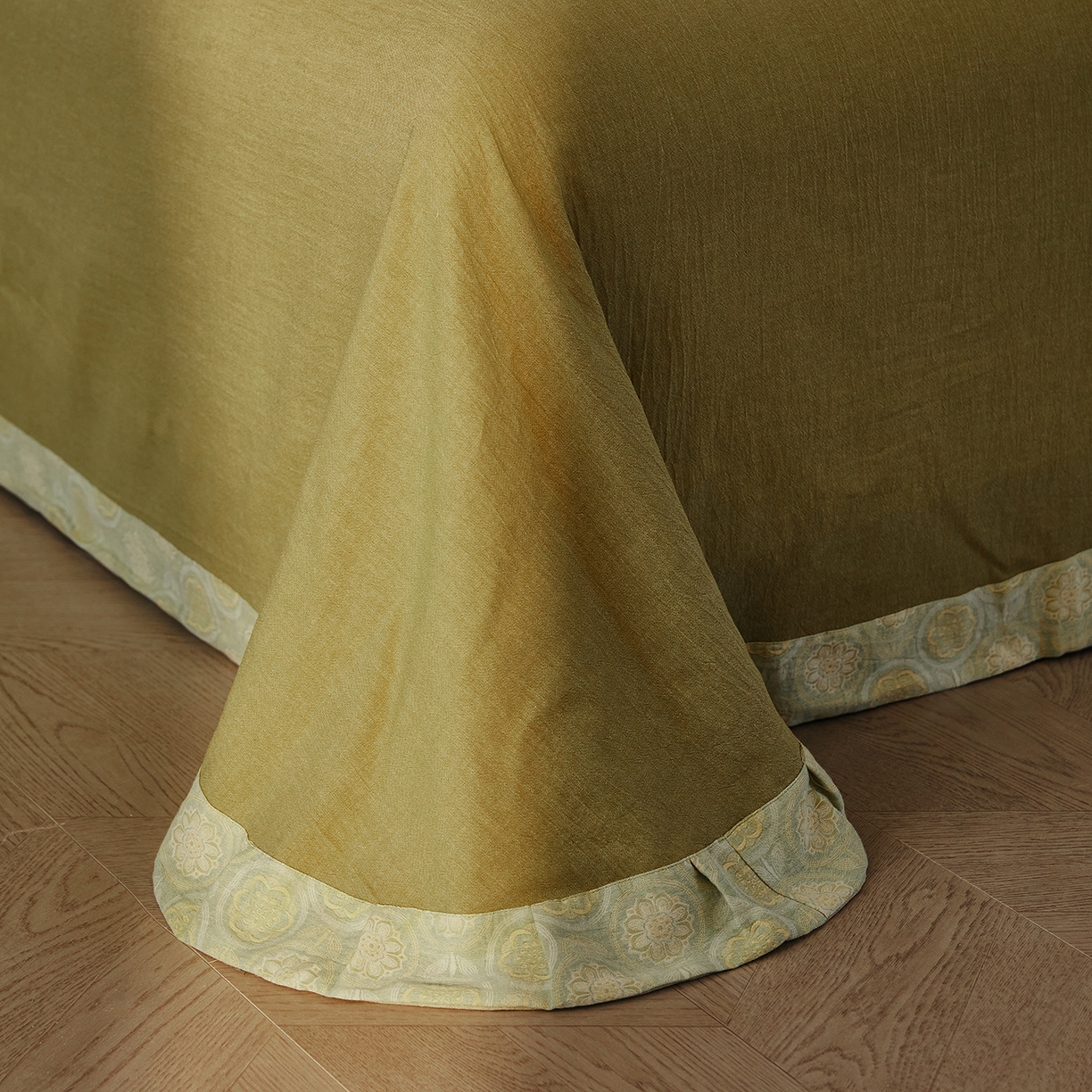 91家纺网 家纺一手货源 找家纺 （总）仰望棉麻双层纱供应链 2026新款全棉色织提花双层纱纽扣款四件套-梵可