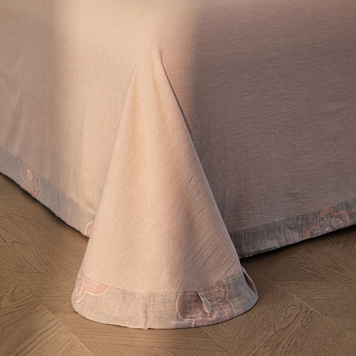 91家纺网 家纺一手货源 找家纺 （总）仰望棉麻双层纱供应链 2026新款全棉色织提花双层纱纽扣款四件套-花未眠