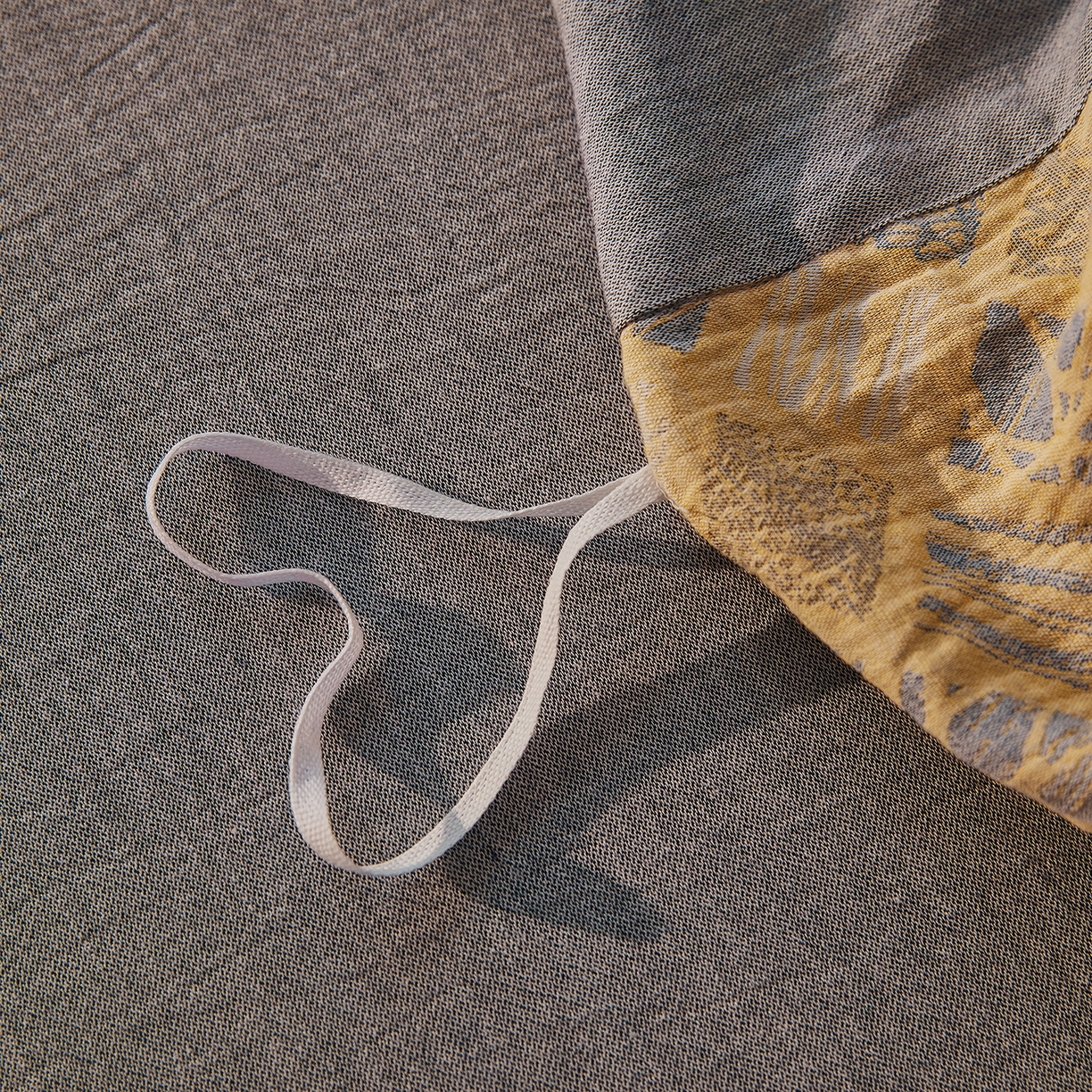 91家纺网 家纺一手货源 找家纺 （总）仰望棉麻双层纱供应链 2026新款全棉色织提花双层纱纽扣款四件套-木林漫