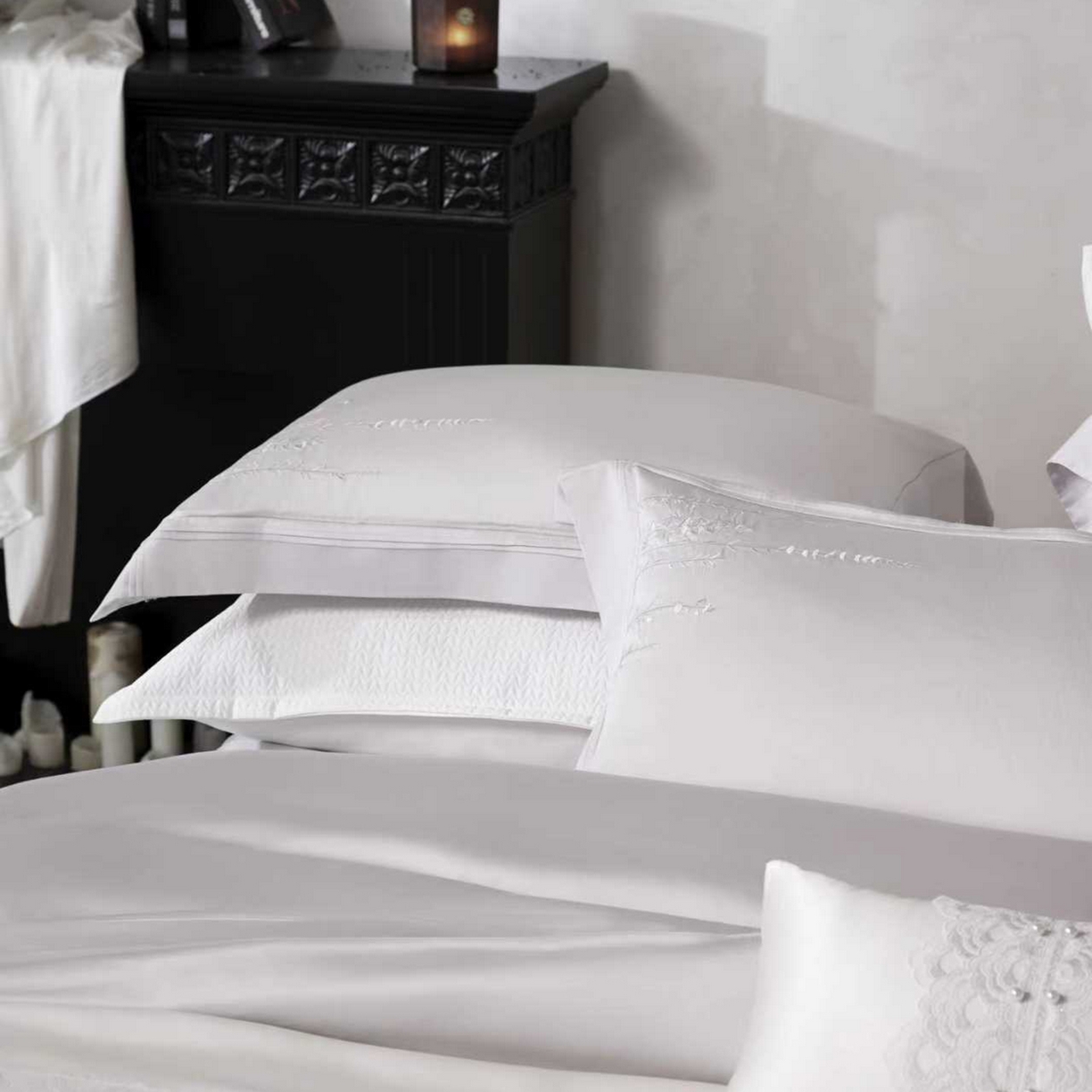 91家纺网 家纺一手货源 找家纺 玖玖爱家纺 2026新款100支长绒棉东方禅意柔奢风极简治愈四件套-漫枝 漫枝-浅云灰