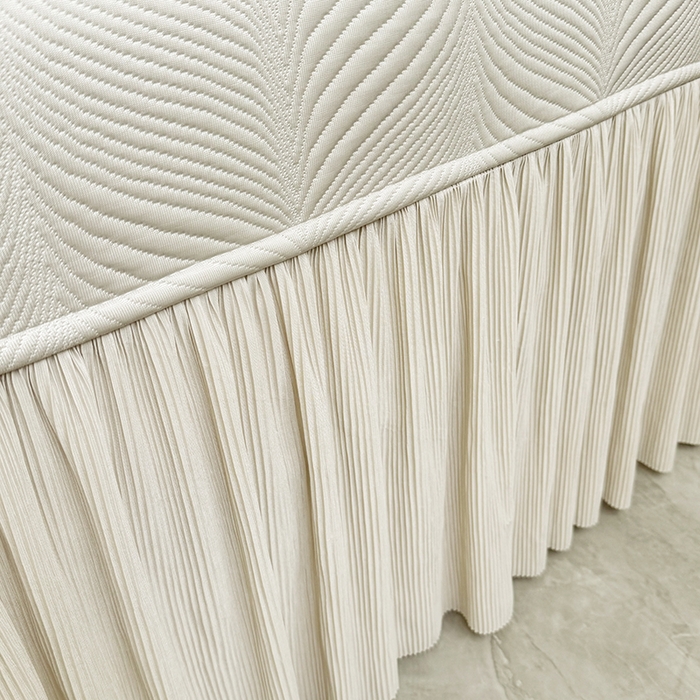 91家纺网 家纺一手货源 找家纺 红夫人 2026新款PE高分子复合凉感席韩版床裙款凉席三件套-冰川 冰川-香槟色