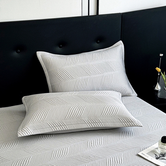 91家纺网 家纺一手货源 找家纺 红夫人 2026新款PE高分子复合凉感席韩版床裙款凉席三件套-冰川 冰川-灰色