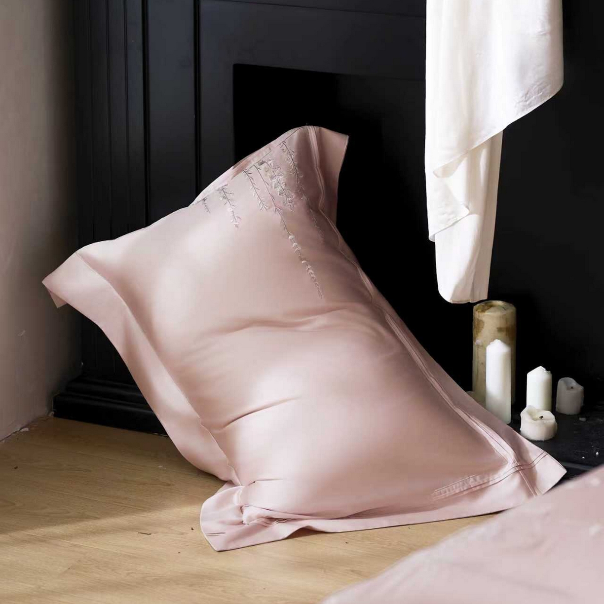 91家纺网 家纺一手货源 找家纺 玖玖爱家纺 2026新款100支长绒棉东方禅意柔奢风极简治愈四件套-漫枝 漫枝-桃思粉