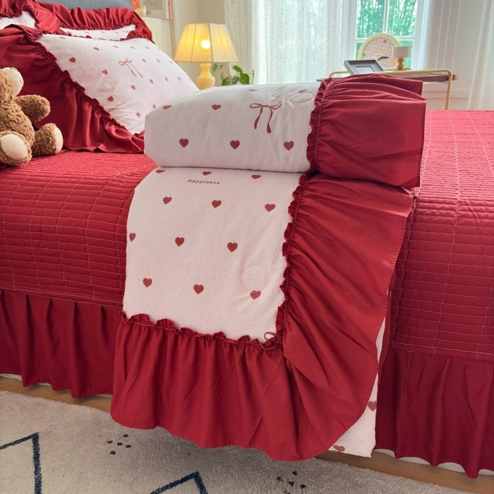 91家纺网 家纺一手货源 找家纺 （总）铠畅 2026新款法式宽边水洗棉泡芙纱床盖款夏被四件套