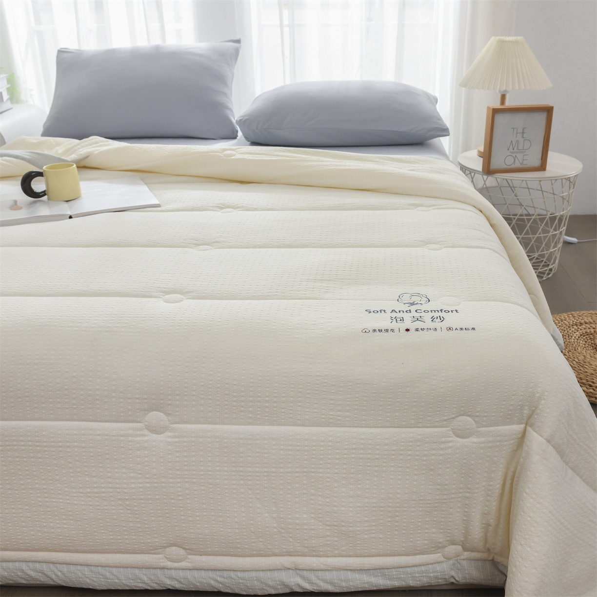 91家纺网 家纺一手货源 找家纺 （总）恋绒家纺 2026春夏新款泡芙纱双层纱泡泡提花皱皱纱夏被夏凉被空调被