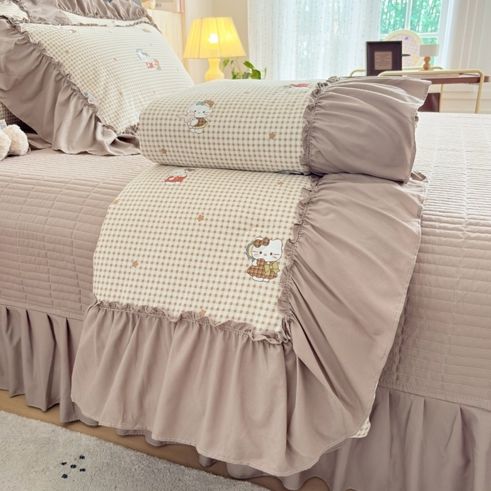 91家纺网 家纺一手货源 找家纺 （总）铠畅 2026新款法式宽边水洗棉泡芙纱床盖款夏被四件套