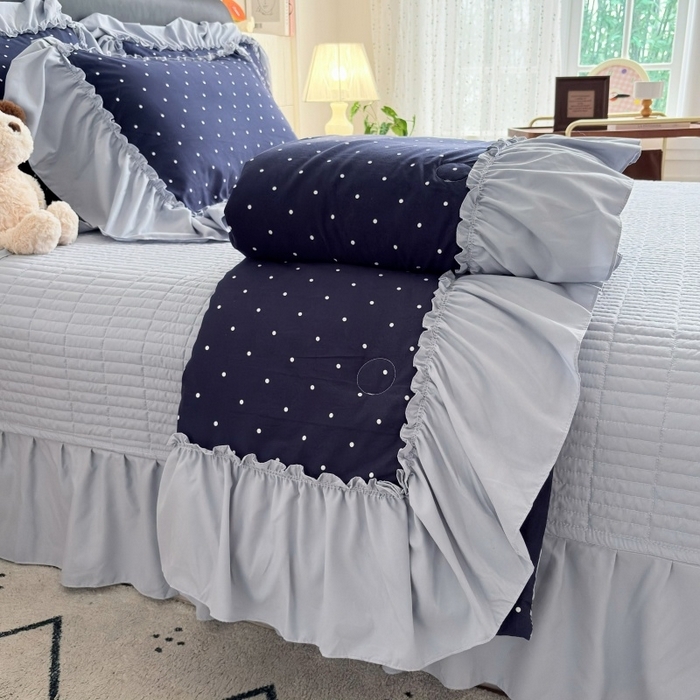 91家纺网 家纺一手货源 找家纺 （总）铠畅 2026新款法式宽边水洗棉泡芙纱床盖款夏被四件套