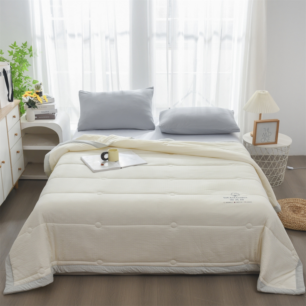 91家纺网 家纺一手货源 找家纺 （总）恋绒家纺 2026春夏新款泡芙纱双层纱泡泡提花皱皱纱夏被夏凉被空调被