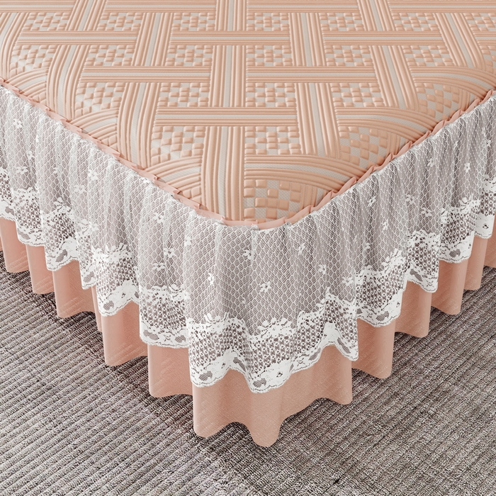 91家纺网 家纺一手货源 找家纺 （总）雅诗帛 2026新款PE凉感丝床裙款凉席三件套-织序