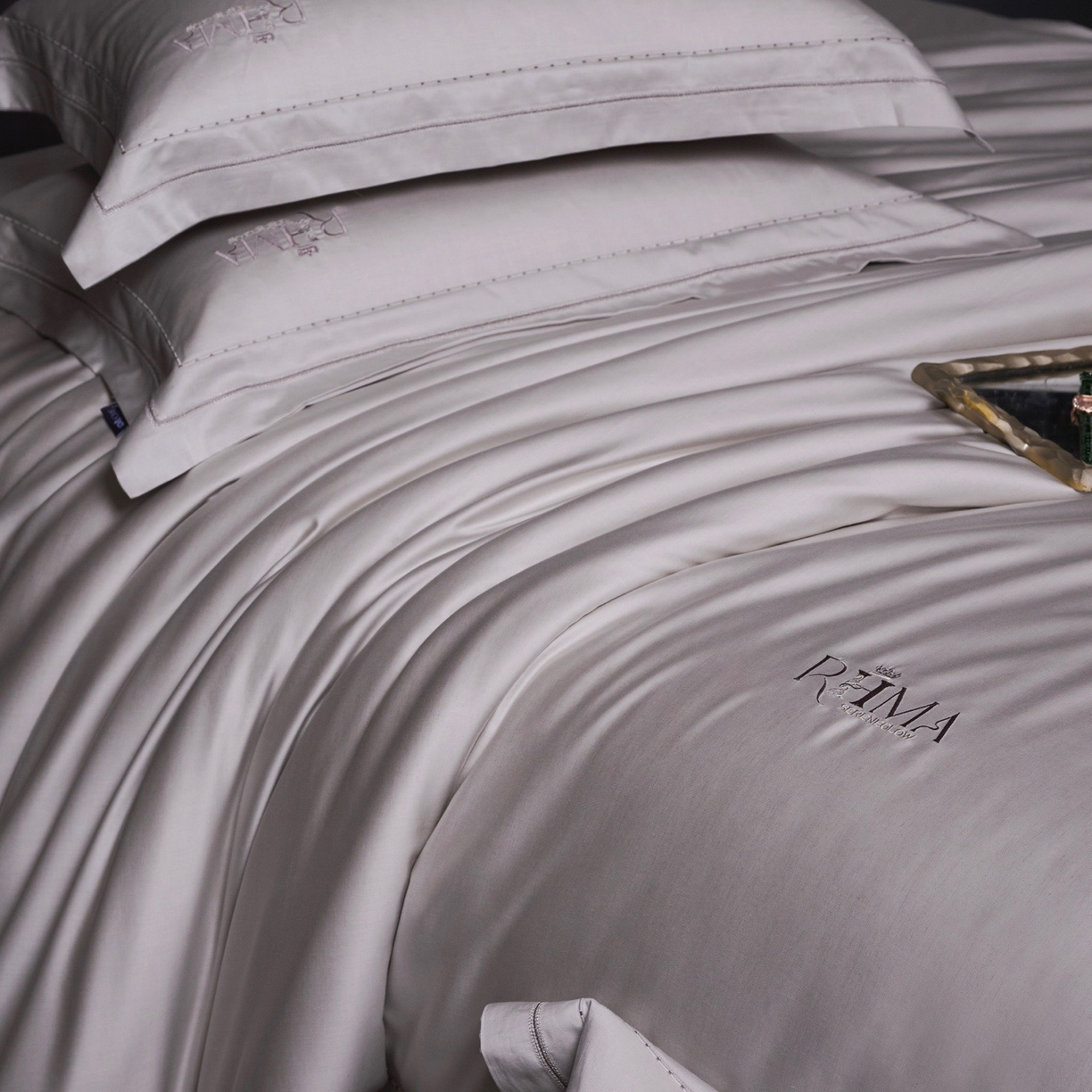 91家纺网 家纺一手货源 找家纺 玖玖爱家纺 2026新款天丝棉麻极简主义四件套 天空灰