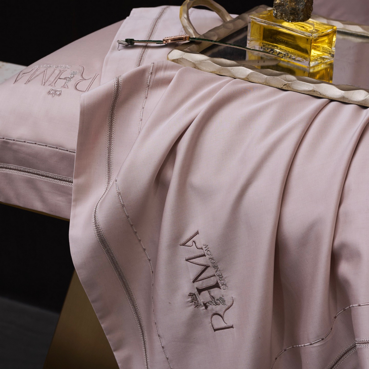 91家纺网 家纺一手货源 找家纺 玖玖爱家纺 2026新款天丝棉麻极简主义四件套 雾粉