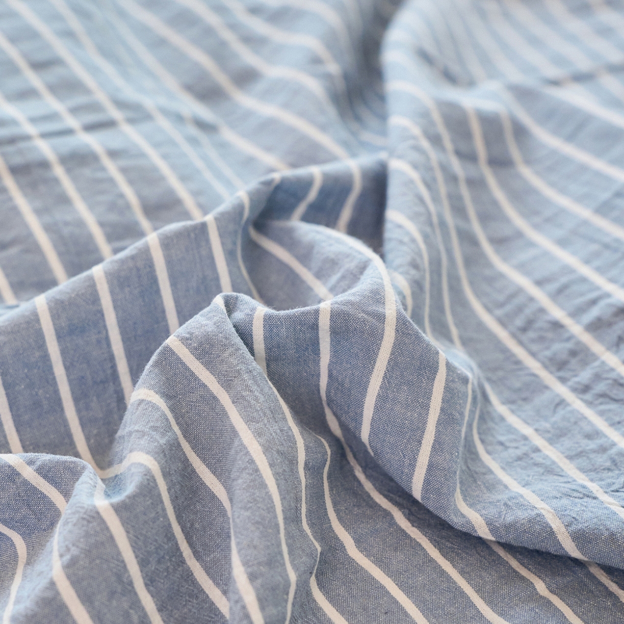 91家纺网 家纺一手货源 找家纺 春皖家纺 2026春夏新款全棉水洗棉单枕套枕套单件单品枕套 素雅-蓝条