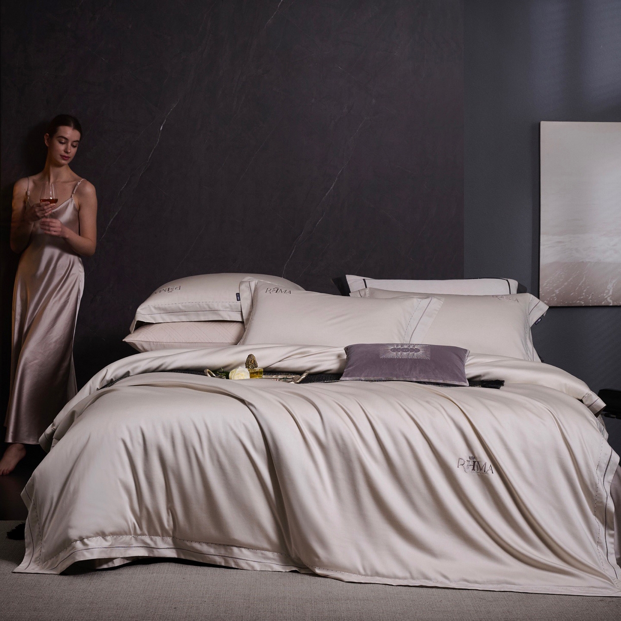 91家纺网 家纺一手货源 找家纺 （总）玖玖爱家纺 2026新款天丝棉麻极简主义四件套