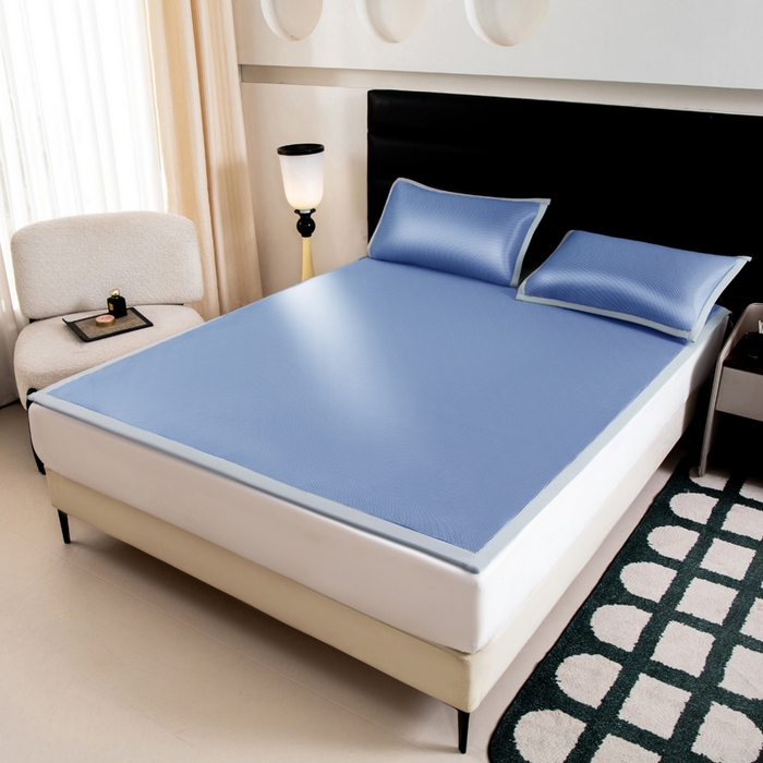 91家纺网 家纺一手货源 找家纺 （总）家喜爱 2026新款碳光冰丝席子三件套加厚复合三明治款冰丝软席平铺席