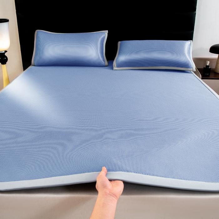 91家纺网 家纺一手货源 找家纺 （总）家喜爱 2026新款碳光冰丝席子三件套加厚复合三明治款冰丝软席平铺席