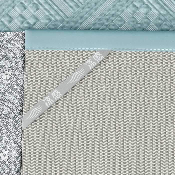 91家纺网 家纺一手货源 找家纺 雅诗帛 2026新款PE凉感丝床裙款凉席三件套-织序 织序床裙-蓝