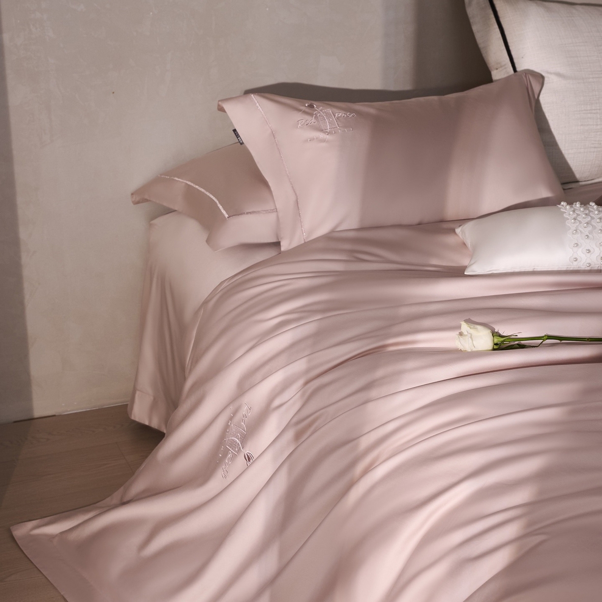 91家纺网 家纺一手货源 找家纺 （总）玖玖爱家纺 2026新款100支奢织黄金长绒棉四件套-玫瑰