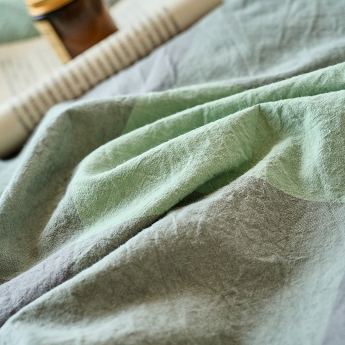 91家纺网 家纺一手货源 找家纺 春皖家纺 2026春夏新款全棉水洗棉单枕套枕套单件单品枕套 素雅-清格