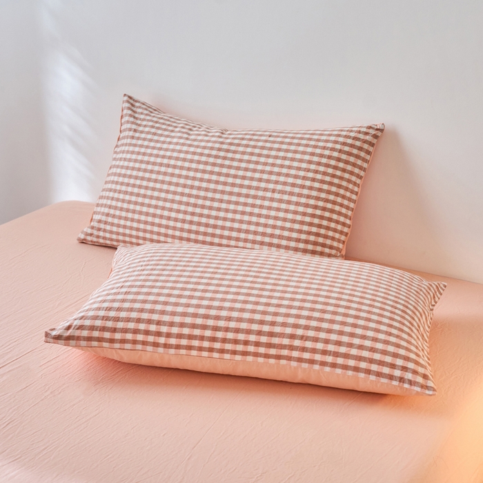 91家纺网 家纺一手货源 找家纺 春皖家纺 2026春夏新款全棉水洗棉单枕套枕套单件单品枕套 素雅-玉格