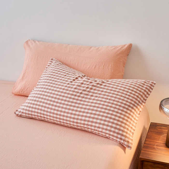 91家纺网 家纺一手货源 找家纺 春皖家纺 2026春夏新款全棉水洗棉单枕套枕套单件单品枕套 素雅-玉格