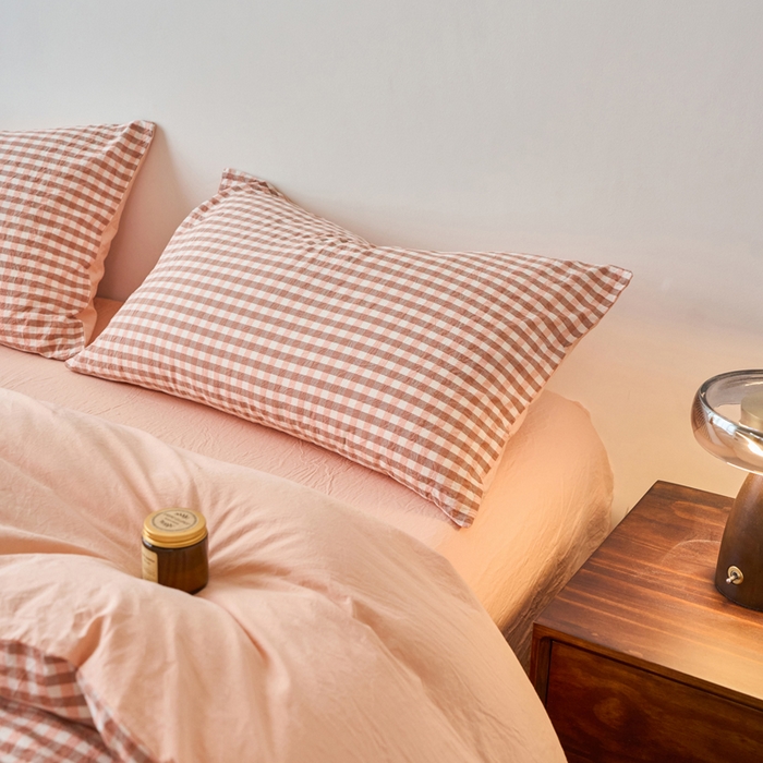 91家纺网 家纺一手货源 找家纺 春皖家纺 2026春夏新款全棉水洗棉单枕套枕套单件单品枕套 素雅-玉格