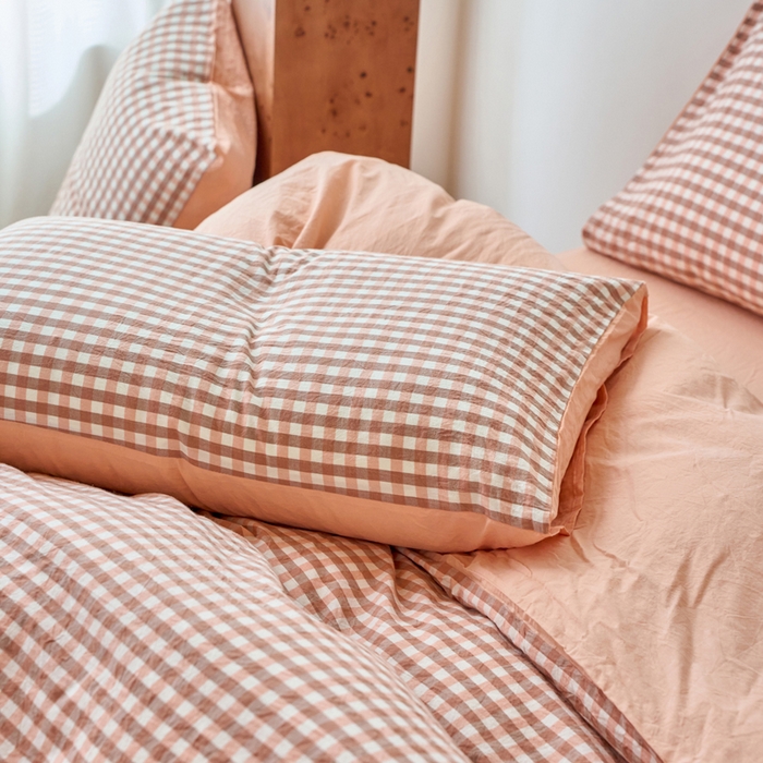 91家纺网 家纺一手货源 找家纺 春皖家纺 2026春夏新款全棉水洗棉单枕套枕套单件单品枕套 素雅-玉格