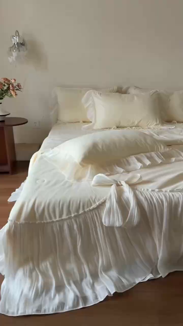 91家纺网 家纺一手货源 找家纺 吾欢心 2026春夏新款高端定制索菲亚夏被四件套空调被床单款床盖款 索菲亚黄-夏被四件套