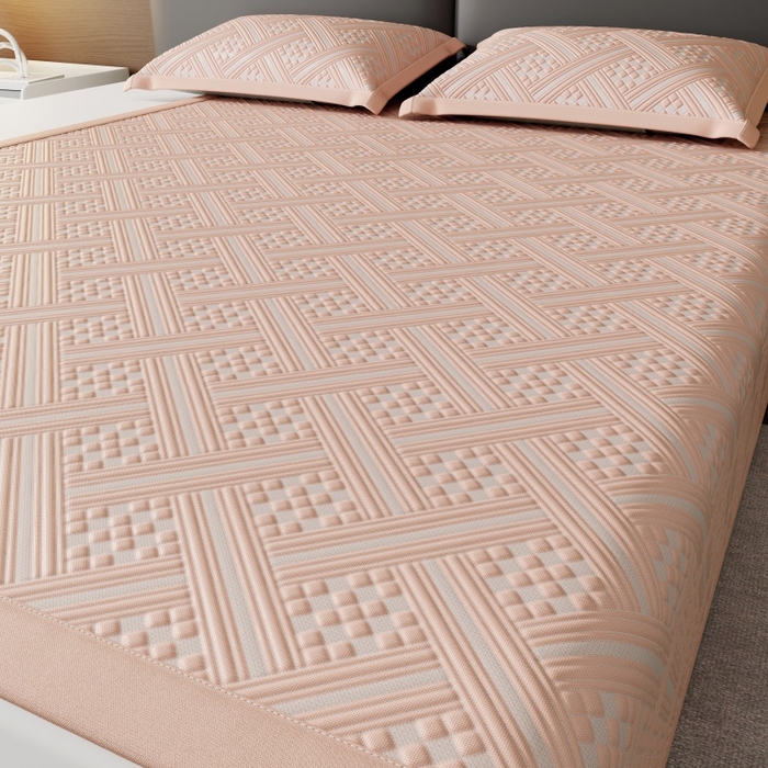 91家纺网 家纺一手货源 找家纺 雅诗帛 2026新款PE凉感冰丝席三件套-织序 床席织序-粉