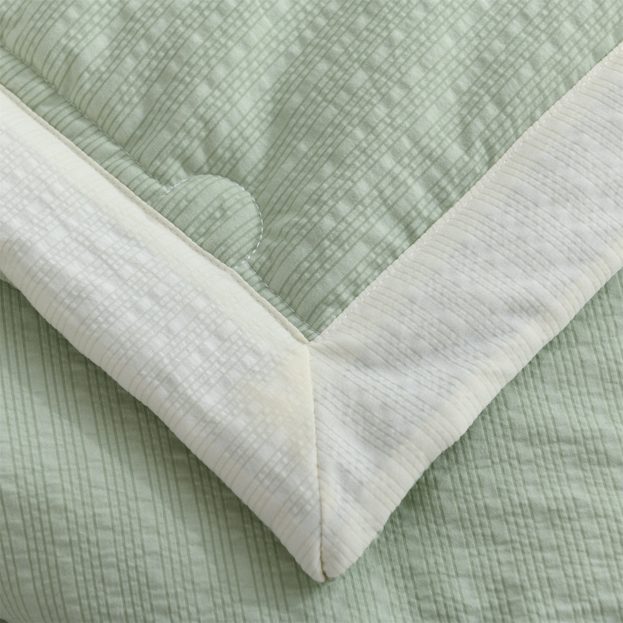 91家纺网 家纺一手货源 找家纺 恋绒家纺 2026春夏新款泡芙纱双层纱泡泡提花皱皱纱夏被夏凉被空调被 浅绿色