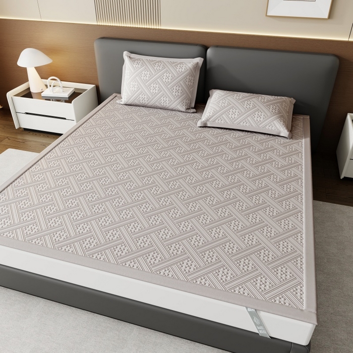 91家纺网 家纺一手货源 找家纺 雅诗帛 2026新款PE凉感冰丝席三件套-织序 床席织序-灰