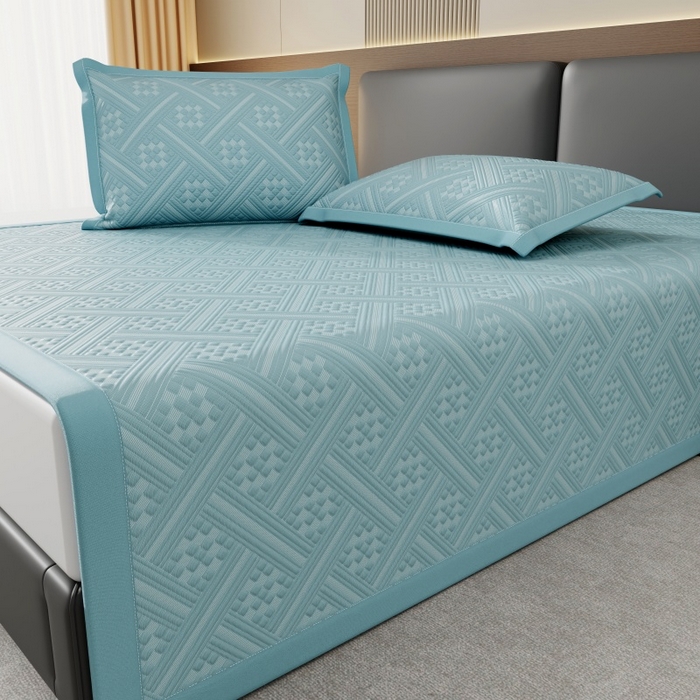 91家纺网 家纺一手货源 找家纺 雅诗帛 2026新款PE凉感冰丝席三件套-织序 床席织序-蓝