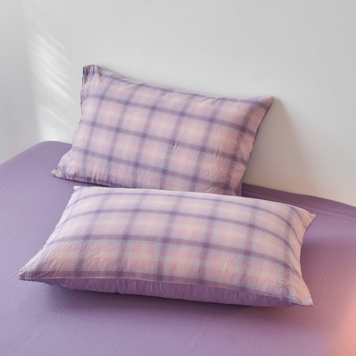 91家纺网 家纺一手货源 找家纺 春皖家纺 2026春夏新款全棉水洗棉单枕套枕套单件单品枕套 鸢尾紫