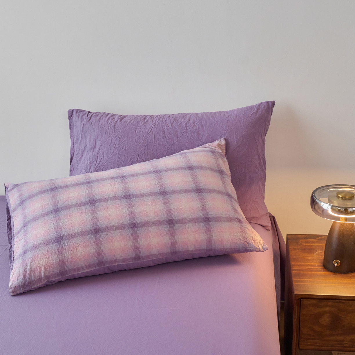 91家纺网 家纺一手货源 找家纺 春皖家纺 2026春夏新款全棉水洗棉单枕套枕套单件单品枕套 鸢尾紫