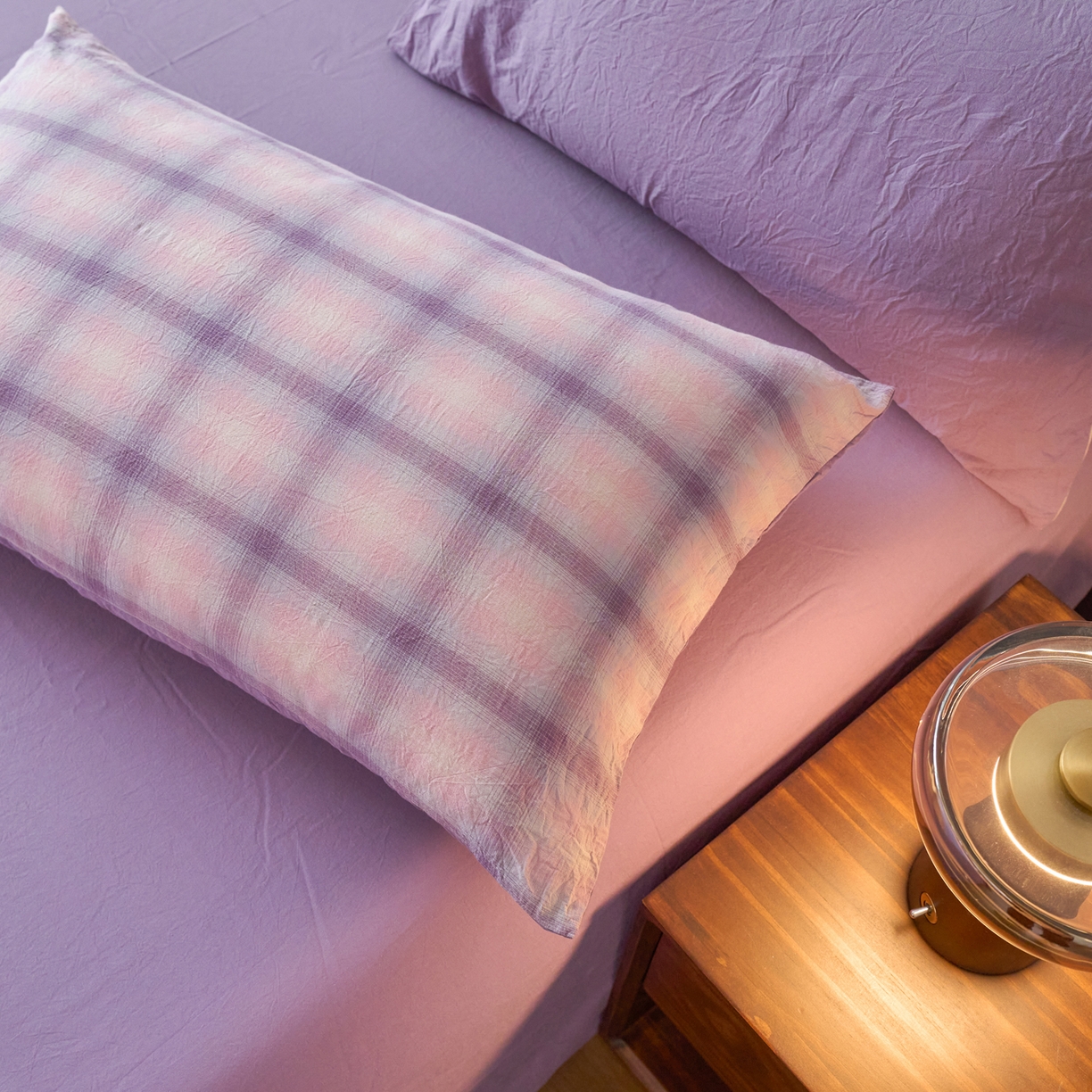 91家纺网 家纺一手货源 找家纺 春皖家纺 2026春夏新款全棉水洗棉单枕套枕套单件单品枕套 鸢尾紫