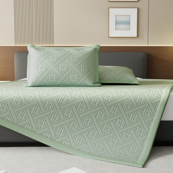 91家纺网 家纺一手货源 找家纺 雅诗帛 2026新款PE凉感冰丝席三件套-织序 床席织序-绿