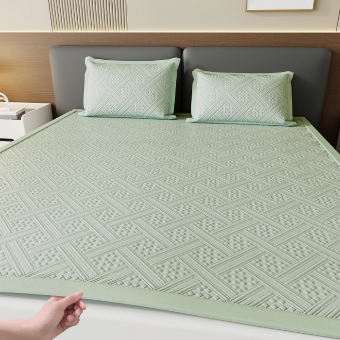 91家纺网 家纺一手货源 找家纺 雅诗帛 2026新款PE凉感冰丝席三件套-织序 床席织序-绿