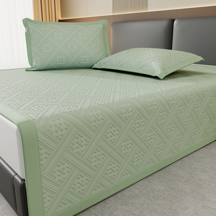 91家纺网 家纺一手货源 找家纺 雅诗帛 2026新款PE凉感冰丝席三件套-织序 床席织序-绿