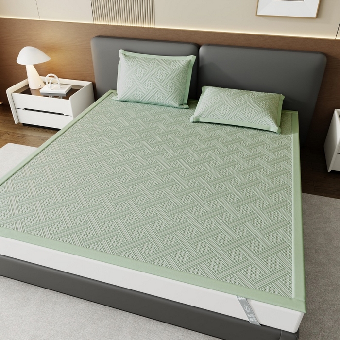 91家纺网 家纺一手货源 找家纺 雅诗帛 2026新款PE凉感冰丝席三件套-织序 床席织序-绿