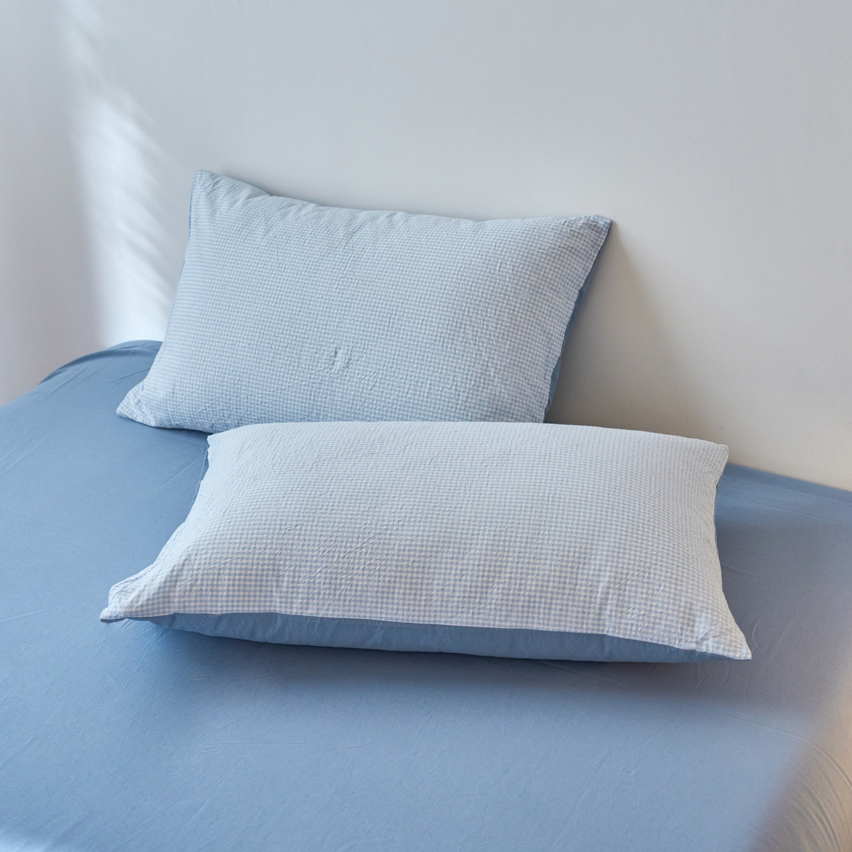 91家纺网 家纺一手货源 找家纺 春皖家纺 2026春夏新款全棉水洗棉单枕套枕套单件单品枕套 月光蓝