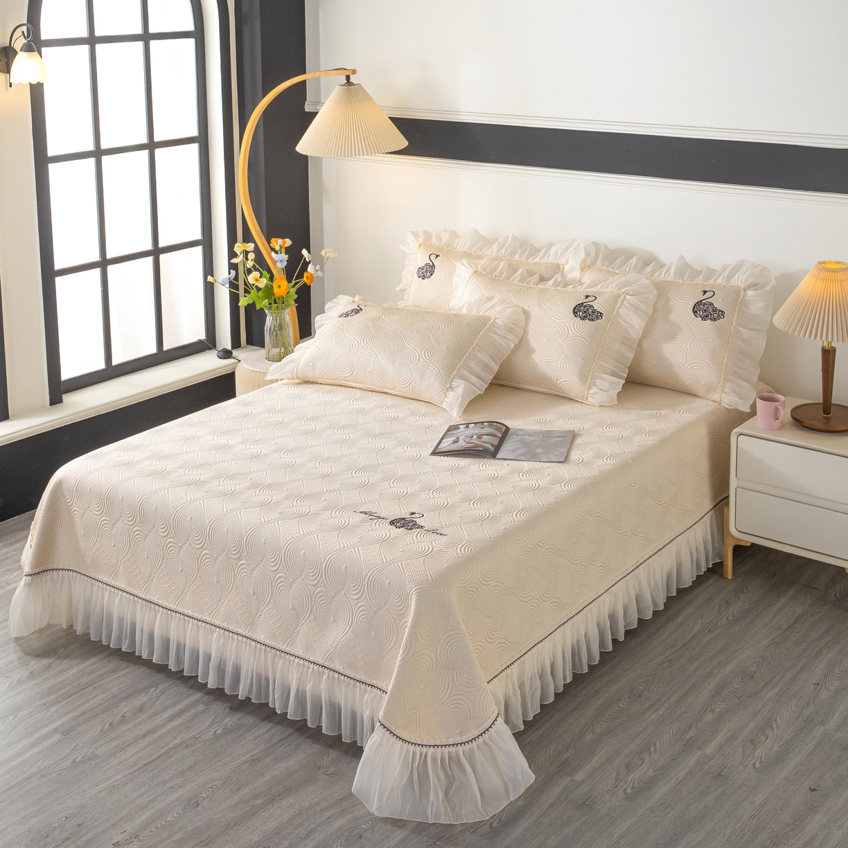 91家纺网 家纺一手货源 找家纺 （总）木兰花 2026新款凉豆豆款PE高分子复合凉感席床盖款凉席三件套-控价228