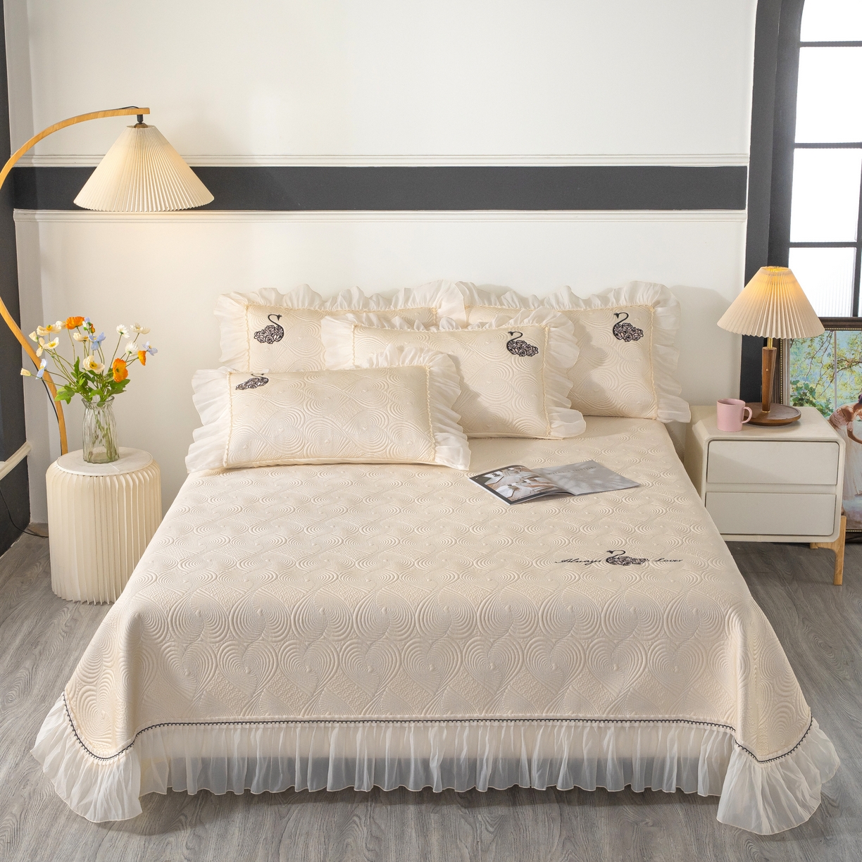 91家纺网 家纺一手货源 找家纺 （总）木兰花 2026新款凉豆豆款PE高分子复合凉感席床盖款凉席三件套-控价228