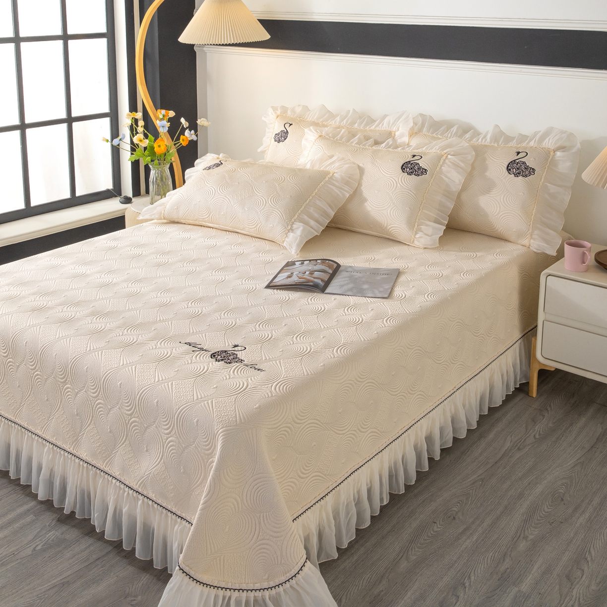 91家纺网 家纺一手货源 找家纺 （总）木兰花 2026新款凉豆豆款PE高分子复合凉感席床盖款凉席三件套-控价228