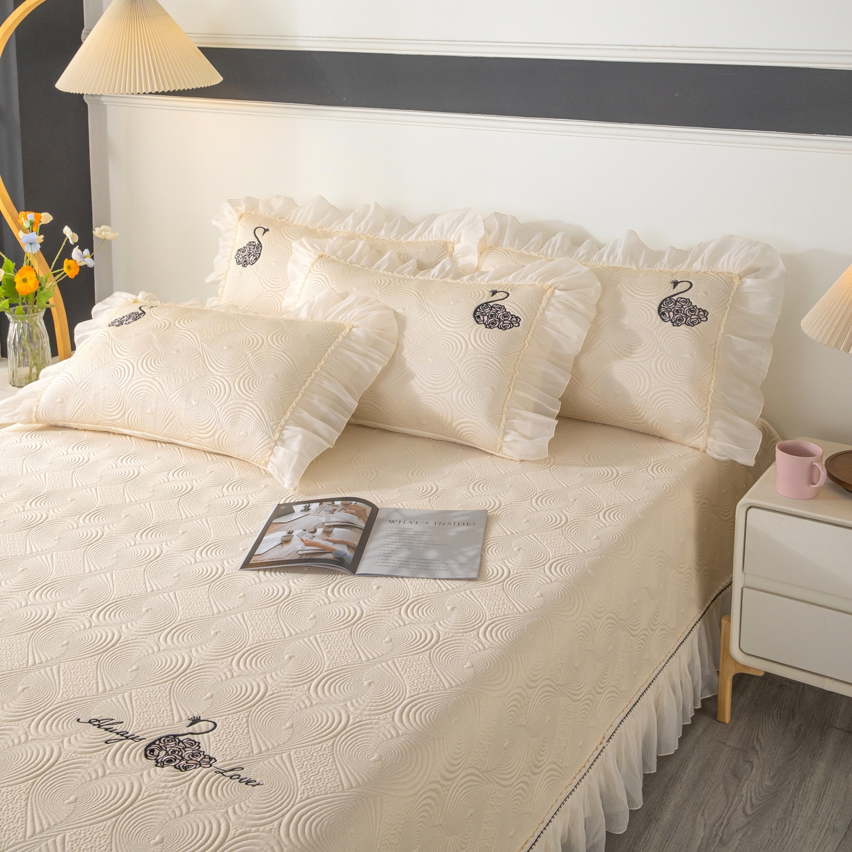 91家纺网 家纺一手货源 找家纺 （总）木兰花 2026新款凉豆豆款PE高分子复合凉感席床盖款凉席三件套-控价228