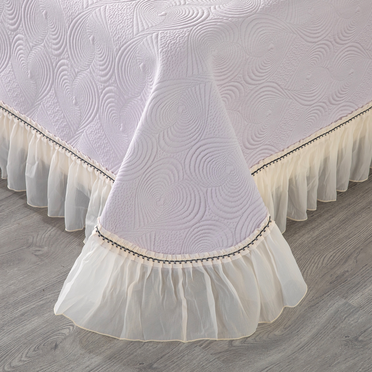 91家纺网 家纺一手货源 找家纺 木兰花 2026新款凉豆豆款PE高分子复合凉感席床盖款凉席三件套-控价228 天鹅之恋-香芋紫