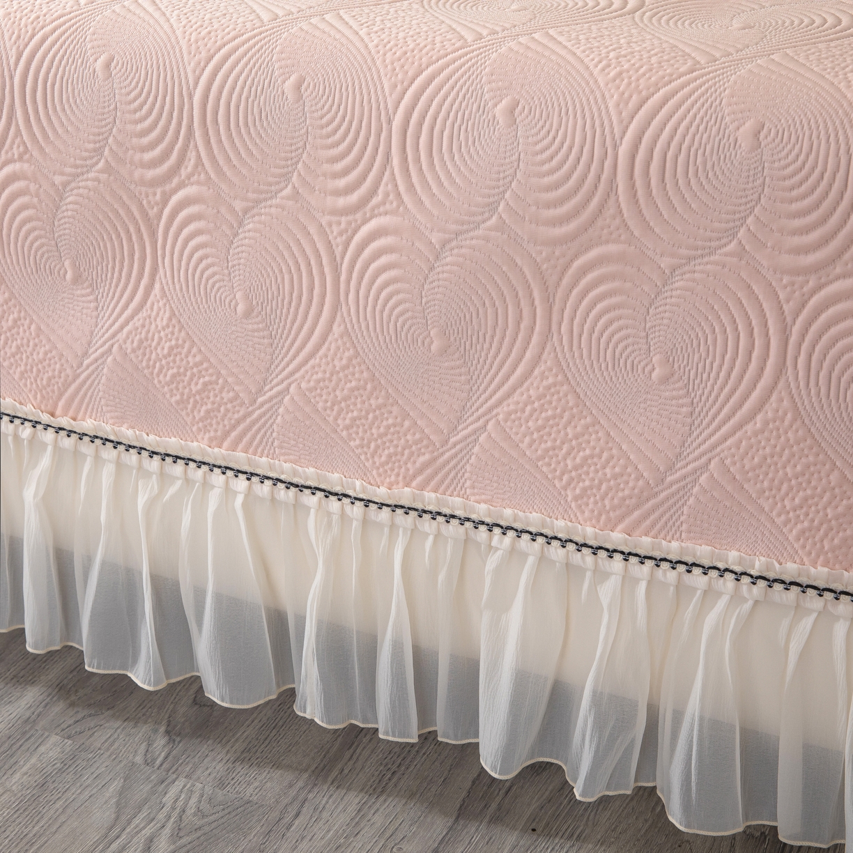 91家纺网 家纺一手货源 找家纺 木兰花 2026新款凉豆豆款PE高分子复合凉感席床盖款凉席三件套-控价228 天鹅之恋-樱花粉