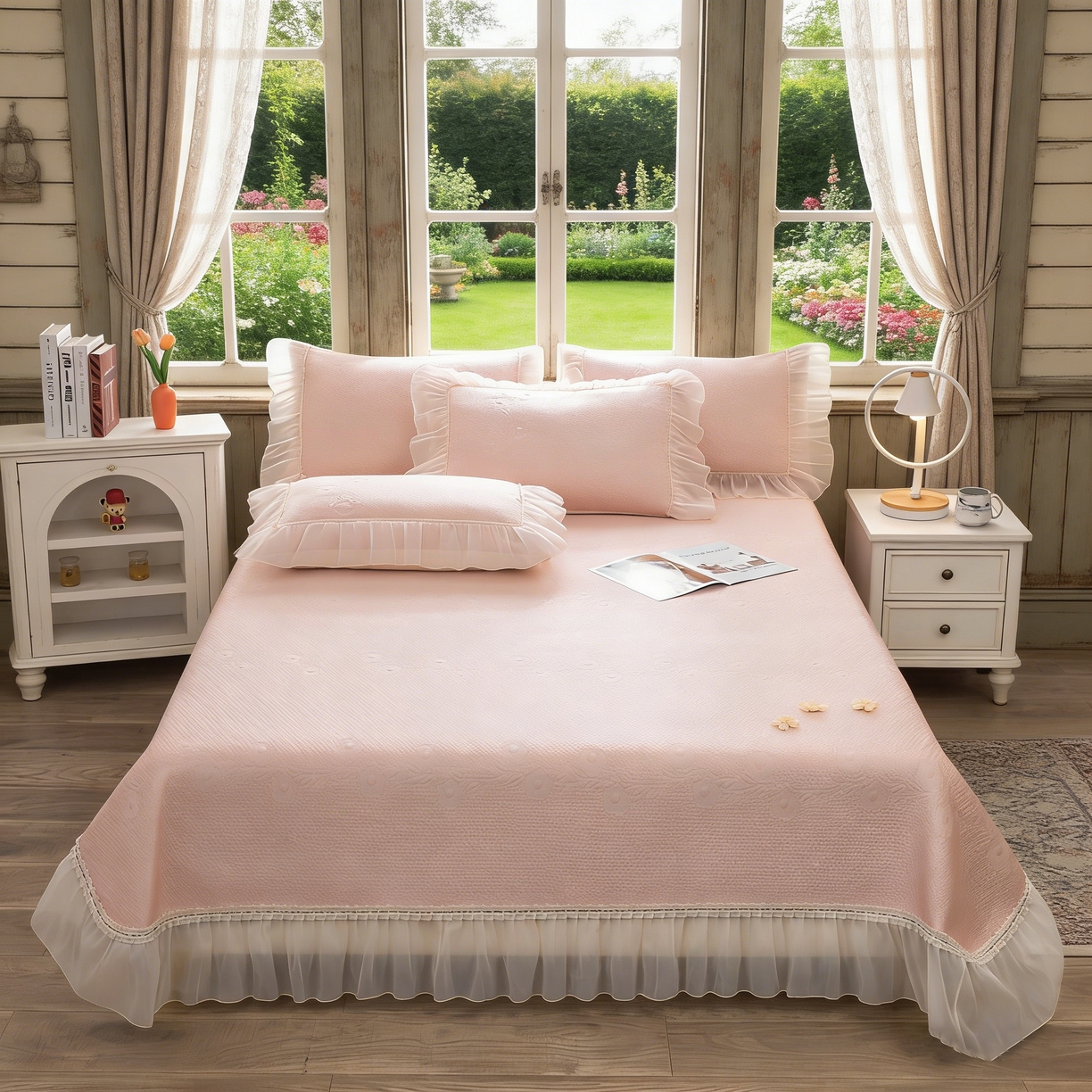 91家纺网 家纺一手货源 找家纺 （总）木兰花 2026新款凉豆豆款PE高分子复合凉感席床盖款凉席三件套-控价228